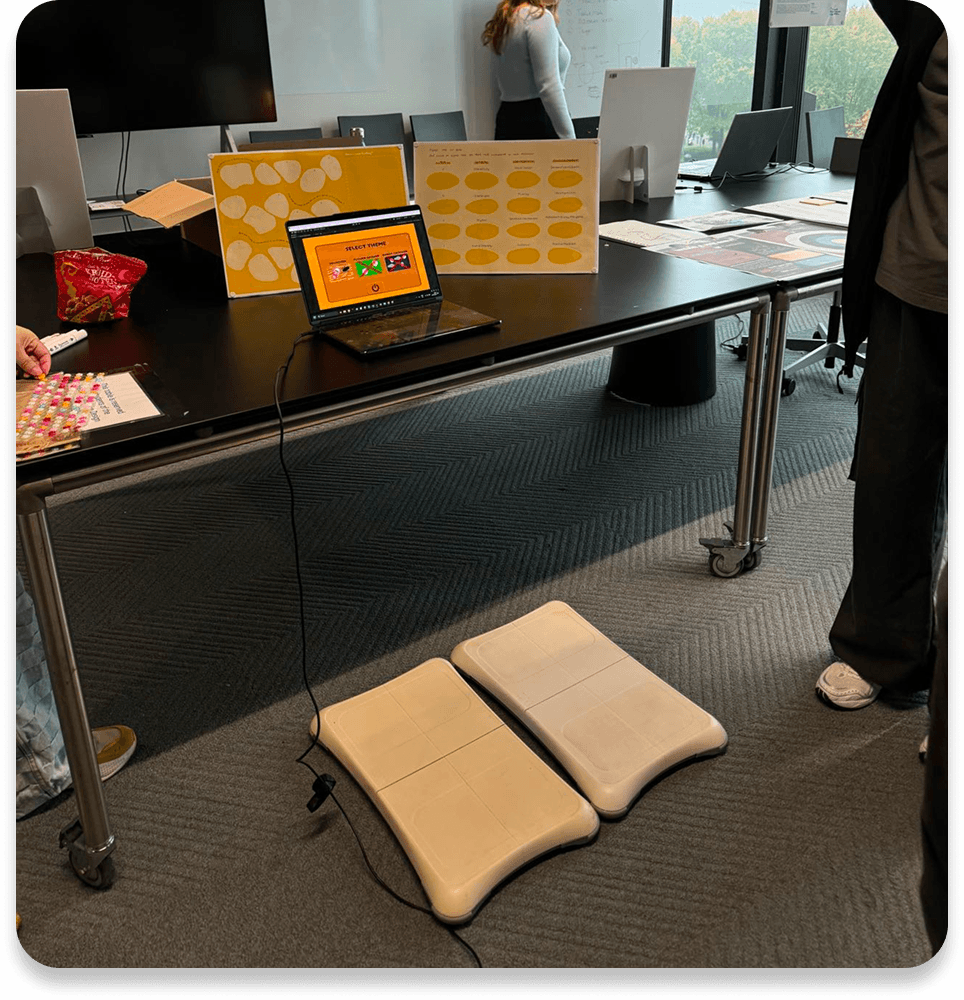 Internal deployment setup with Wii Balance Boards and a laptop