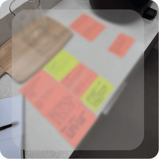 Tablet and sticky notes from a moderated user test