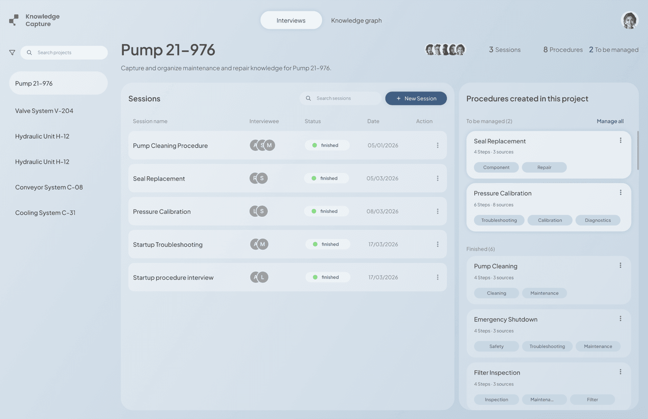 Knowledge Capture product interface