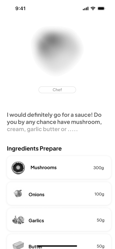 Phone UI focusing on the current cooking step